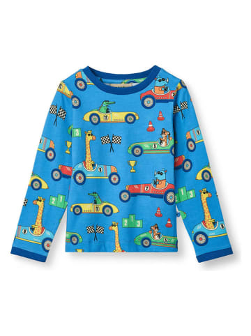 Småfolk Longsleeve "Racewagens" blauw/meerkleurig