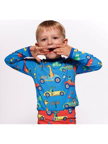 Småfolk Longsleeve "Racewagens" blauw/meerkleurig