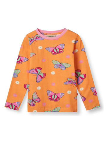 Småfolk Longsleeve "Schmetterling" in Orange/ Pink