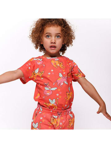 Småfolk Shirt "Katten" koraalrood/meerkleurig