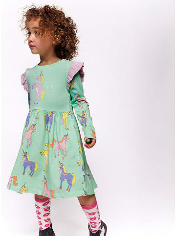Småfolk Kleid "Einhörner" in Grün/ Bunt