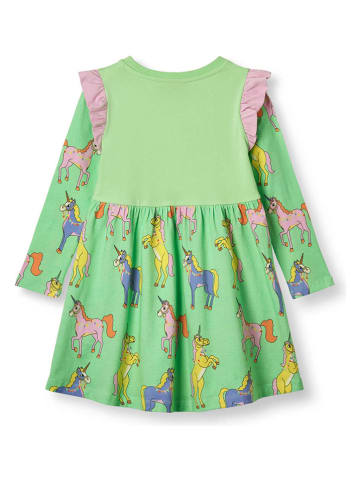 Småfolk Kleid "Einhörner" in Grün/ Bunt