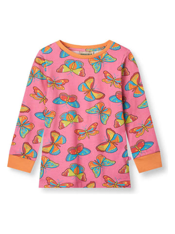 Småfolk Pyjama "Schmetterlinge" in Pink/ Bunt