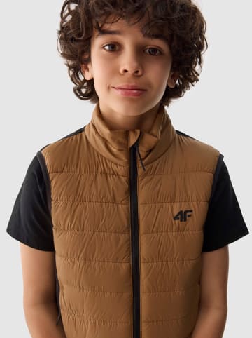 4F Doorgestikte bodywarmer lichtbruin