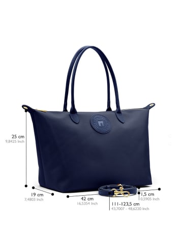 ATELIERS SAINT GERMAIN Leder-Shopper in Dunkelblau - (B)43 x (H)25 x (T)19 cm