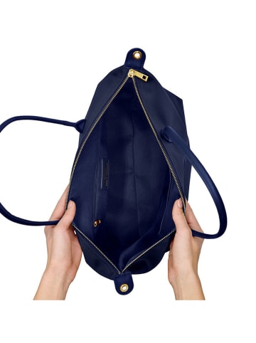 ATELIERS SAINT GERMAIN Leder-Shopper in Dunkelblau - (B)43 x (H)25 x (T)19 cm