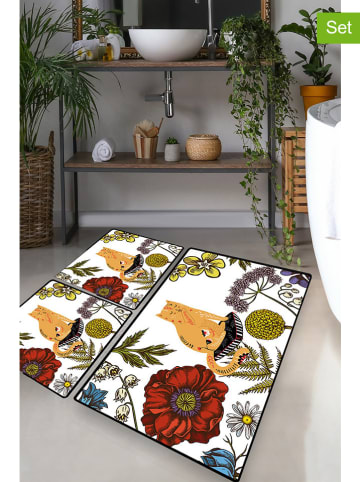 Elizabed 3-delige set: badmatten "Hennaed Cat'' meerkleurig