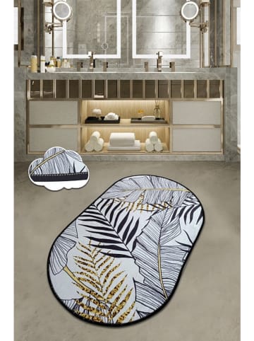 Elizabed Badmat "Herbal" wit/zwart/goudkleurig