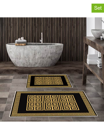 Elizabed 2er-Set: Badematten in Schwarz/ Gold