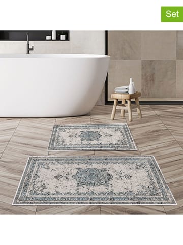 Elizabed 2er-Set: Badematten in Beige/ Grau