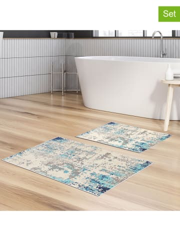 Elizabed 2er-Set: Badematten in Beige/ Türkis