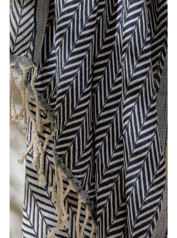 Elizabed Strandtuch in Dunkelblau/ Beige