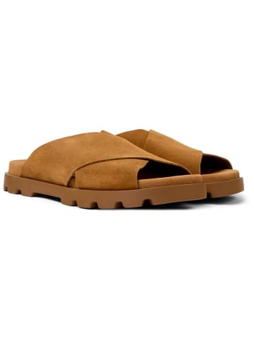 Camper Leder-Pantoletten in Hellbraun