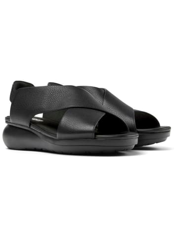 Camper Leder-Keilsandaletten in Schwarz