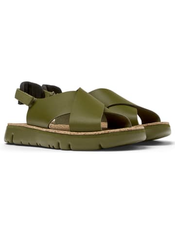 Camper Leder-Sandalen in Khaki