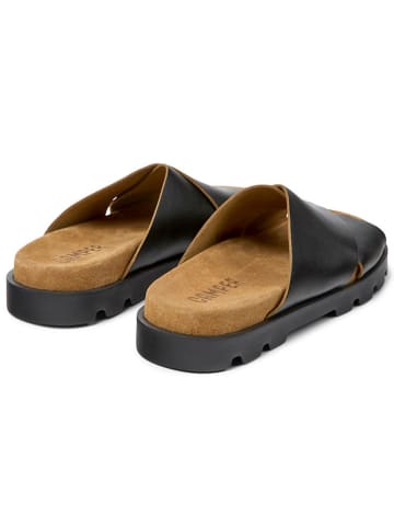 Camper Leder-Pantoletten in Schwarz