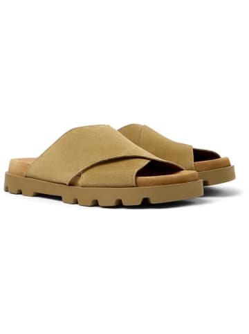 Camper Leder-Pantoletten in Hellbraun
