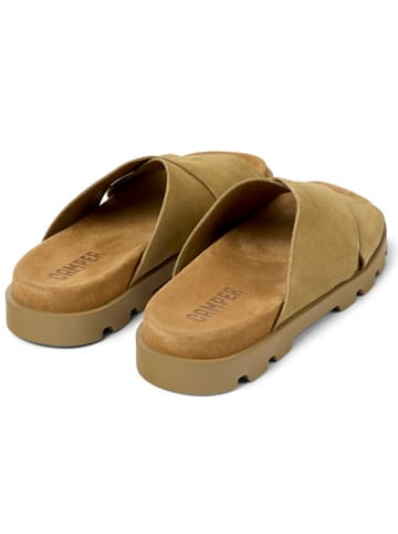 Camper Leder-Pantoletten in Hellbraun