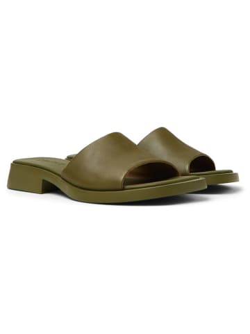 Camper Leder-Pantoletten in Khaki