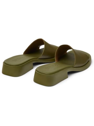 Camper Leder-Pantoletten in Khaki