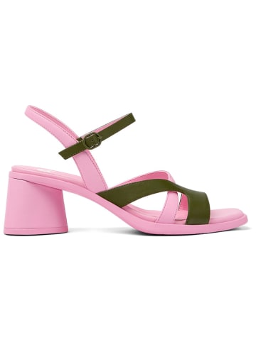 Camper Leder-Sandaletten in Rosa/ Khaki