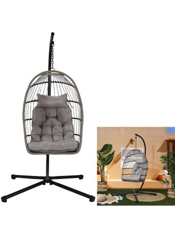 Garden Spirit Hängesessel ''Hanoi'' in Grau/ Schwarz - (B)77 x (H)105 x (T)57 cm