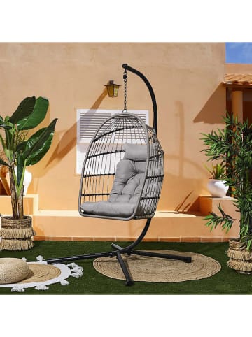 Garden Spirit Hängesessel ''Hanoi'' in Grau/ Schwarz - (B)77 x (H)105 x (T)57 cm