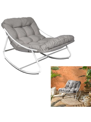Garden Spirit Schaukelstuhl ''Tenerife'' in Beige/ Weiß - (B)78 x (H)73 x (T)108 cm