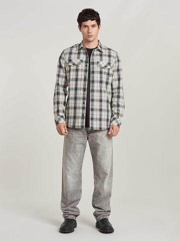 G-Star Hemd in Creme/ Schwarz/ Blau