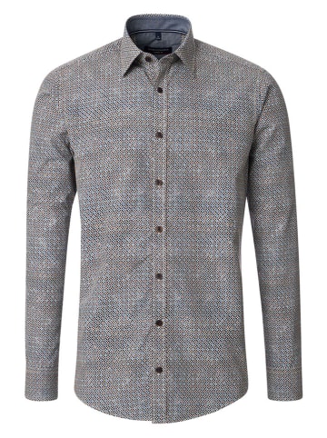 CASAMODA Hemd - Casual fit - in Hellbraun/ Blau in Hellbraun/ Blau