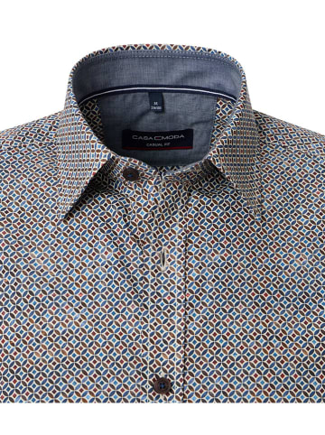 CASAMODA Hemd - Casual fit - in Hellbraun/ Blau in Hellbraun/ Blau