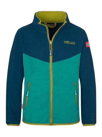 Trollkids Fleece vest "Oppdal" donkerblauw/groen