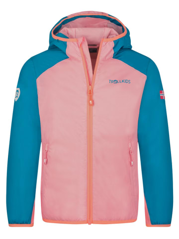 Trollkids Fleece vest "Halsafjord" lichtroze/blauw