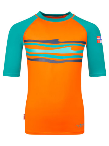 Trollkids Badeshirt "Haukland T" in Orange/ Blau