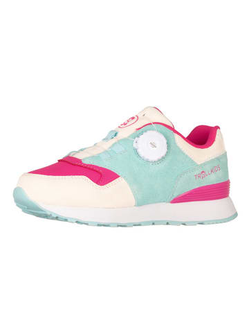 Trollkids Sneakers "Kristiansand" in Creme/ Hellblau/ Pink