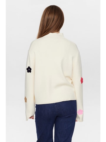 NÜMPH Sweter w kolorze kremowym ze wzorem