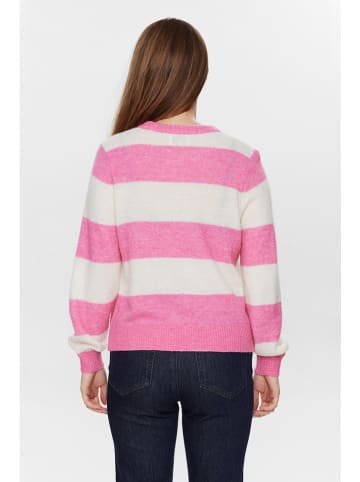 NÜMPH Sweter w kolorze różowo-białym