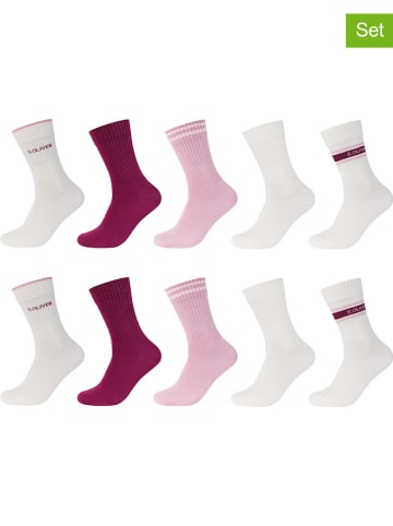 s.Oliver Skarpety (10 par) w kolorze biało-różowo-ciemnoczerwonym