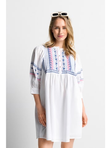 Rich & Royal Linnen jurk wit/roze/blauw