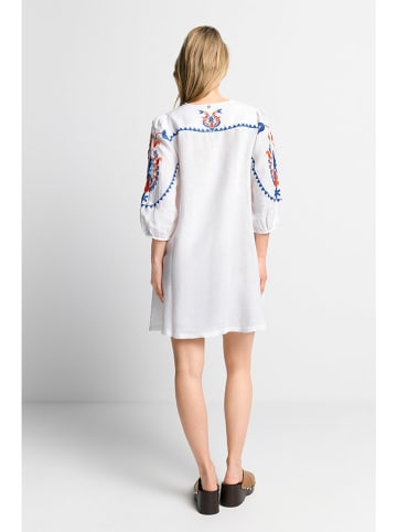 Rich & Royal Linnen jurk wit/rood/blauw