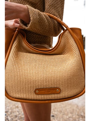 maison héritage PARIS Leder-Henkeltasche "Naples" in Beige - (B)45 x (H)36 x (T)15 cm