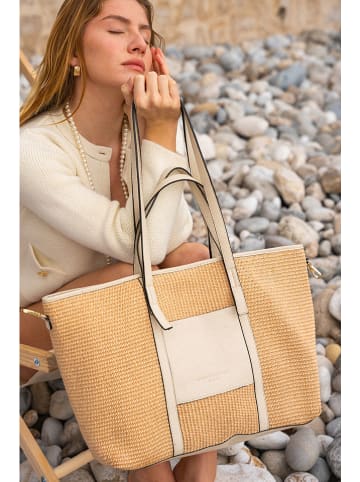 maison héritage PARIS Leder-Shopper "Malta" in Beige - (B)42 x (H)31 x (T)16 cm