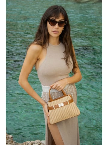 maison héritage PARIS Leder-Henkeltasche "Malibu" in Beige - (B)25 x (H)18 x (T)9 cm