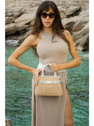 maison héritage PARIS Leren handtas "Malibu" beige - (B)25 x (H)18 x (D)9 cm