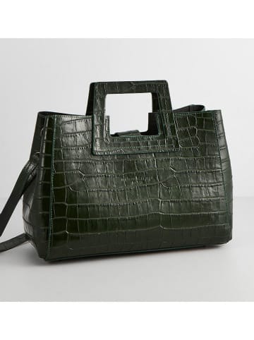 maison héritage PARIS Leren handtas "Jane" donkergroen - (B)34 x (H)26 x (D)11 cm