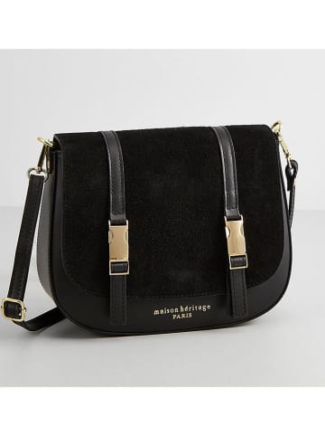 maison héritage PARIS Leren schoudertas "Tex Suede" zwart - (B)25 x (H)19 x (D)9 cm