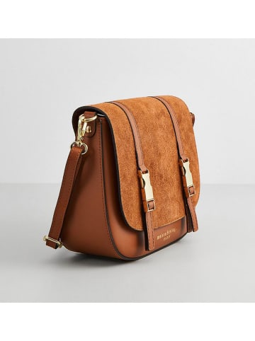 maison héritage PARIS Leder-Umhängetasche "Tex Suede" in Hellbraun - (B)25 x (H)19 x (T)9 cm