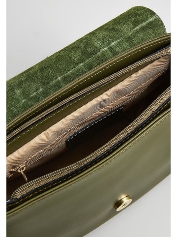 maison héritage PARIS Leren schoudertas "Tex Croco" kaki - (B)25 x (H)19 x (D)9 cm
