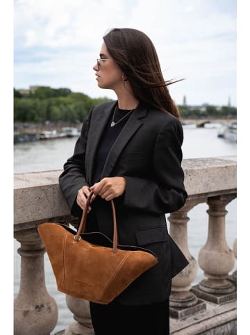 maison héritage PARIS Leren shopper "Saphir" lichtbruin - (B)43 x (H)25 x (D)8 cm