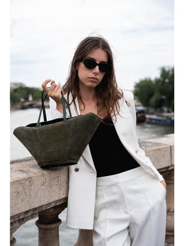 maison héritage PARIS Leder-Henkeltasche "Mini Saphir" in Khaki - (B)33 x (H)19 x (T)6 cm